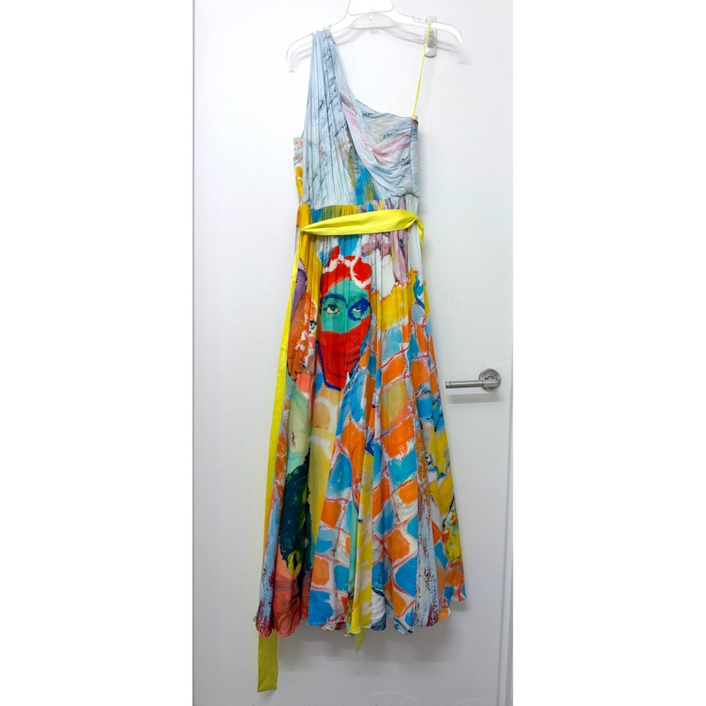 Alice + Olivia x Kidsuper Milan Asymmetric Maxi Dress Gown Colms Painting 8 - Picture 9 of 16